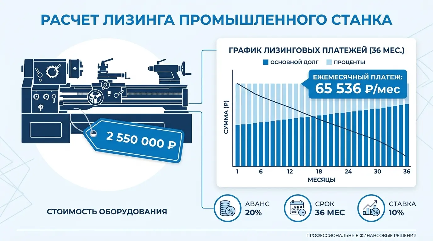 Расчёт лизинговых платежей на примере станка CA6150: формула аннуитета, график платежей Расчёт лизинговых платежей на примере токарно-винторезного станка CA6150 — формула аннуитета, график платежей