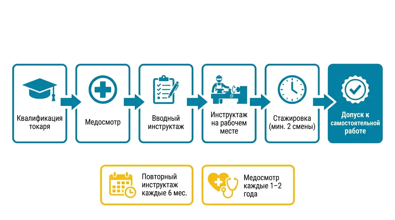 Требования к оператору токарного станка: допуск к работе, обучение, медосмотр, инструктаж Требования к оператору токарного станка — допуск, обучение, медосмотр, инструктаж