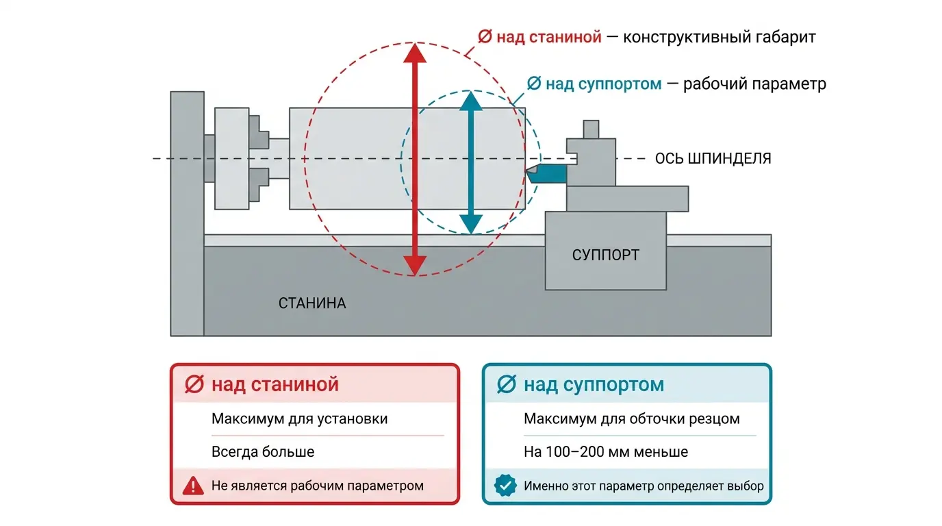 Диаметр обработки над станиной токарно-винторезного станка — объяснение параметра Диаметр обработки над станиной токарного станка — что это такое и как влияет на выбор